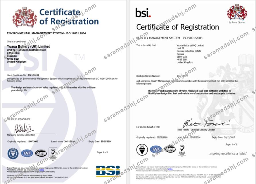 UK BSI certificate of registration Word and PDF template